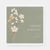 Elegant Sage Green Wildflower Bouquet Wedding  Serviette (Vorderseite)