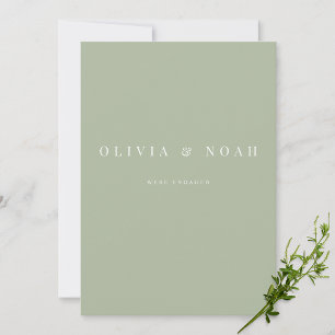 Elegant Sage Green Wir sind Verlobte Announcement Ankündigung