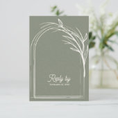 Elegant Sage Green With QR Code Wedding Reply By RSVP Karte (Stehend Vorderseite)