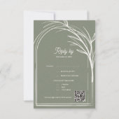 Elegant Sage Green With QR Code Wedding Reply By RSVP Karte (Rückseite)