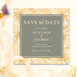 Elegant Sage Green Yellow Floral Save The Date