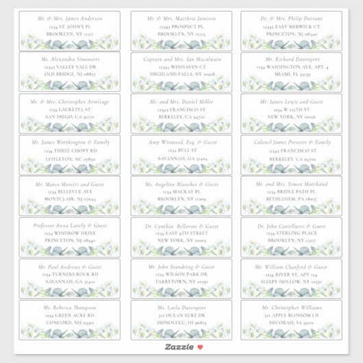 Elegant Sage Greenerenerity Guest Address Labels (Blatt)