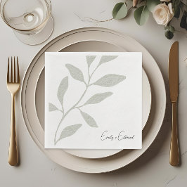 Elegant Sage Greenerity Wedding Personalisiert Nam Serviette