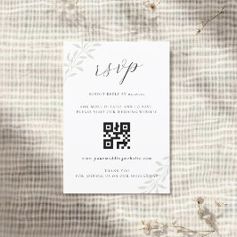 Elegant Sage Greenerity Wedding QR Code UAWG RSVP Karte