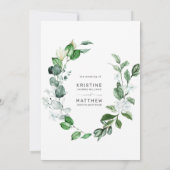 Elegant Sage Greenerity Wreath White Floral Weddin Einladung (Rückseite)