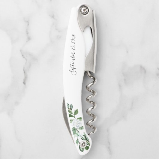 Elegant Sage Greenery Blumenschrift Wedding Kellnermesser (Rückseite)