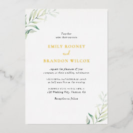 Elegant Sage Greenery Eucalyptus Wedding Gold Folieneinladung