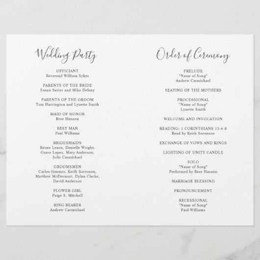 Elegant Sage Greenery Eucalyptus Wedding Program (Rückseite)