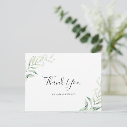 Elegant Sage Greenery Eucalyptus Wedding Vielen Da Postkarte (Stehend Vorderseite)