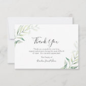 Elegant Sage Greenery Eukalyptus Funeral Dankeskarte (Vorderseite)