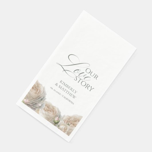 Elegant Sage Greenery Roses Wedding  Serviette (Ecke)