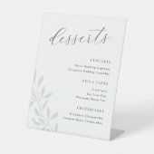 Elegant Sage Greenery Wedding Desserts Menu Sockelschild (Vorderseite)