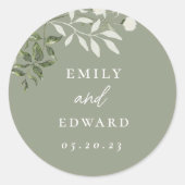 Elegant Sage Greenery Wedding Envelope Seal Runder Aufkleber (Vorderseite)