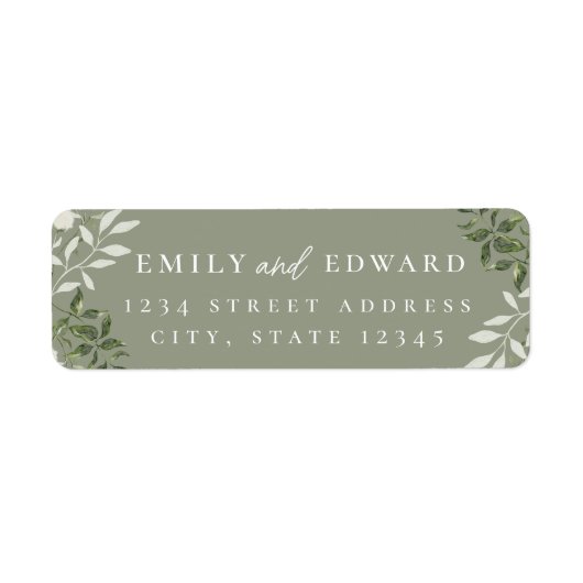 Elegant Sage Greenery Wedding Return Address (Vorne)