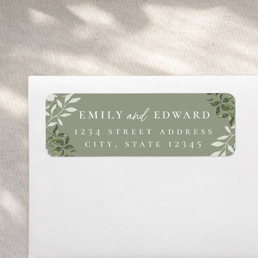 Elegant Sage Greenery Wedding Return Address
