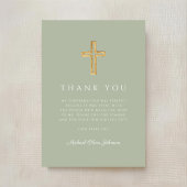 Elegant Sage Grenn Religious Cross Confirmation Dankeskarte