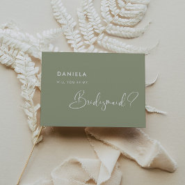 Elegant & sage grün Bridesmaid Vorschlagskarte Einladung