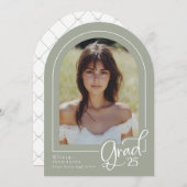 Elegant Sage Simple Foto 2025 Grad Ankündigung (Vorne/Hinten)