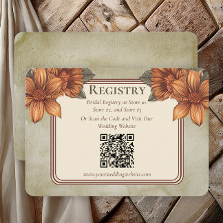 Elegant Sage Terracotta Floral Bridal Registry  Begleitkarte