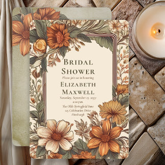 Elegant Sage Terracotta Floral Bridal Shower Einladung