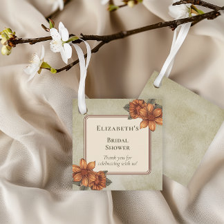 Elegant Sage Terracotta Floral Bridal Shower Geschenkanhänger