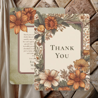 Elegant Sage Terracotta Floral Thank You Card Dankeskarte