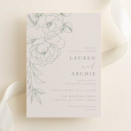 Elegant Sage Vintage Floral Wedding Einladung