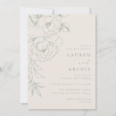 Elegant Sage Vintage Floral Wedding Einladung (Vorderseite)