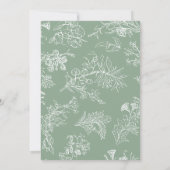Elegant Sage & White Vintage Chinoiserie Wedding Einladung (Rückseite)