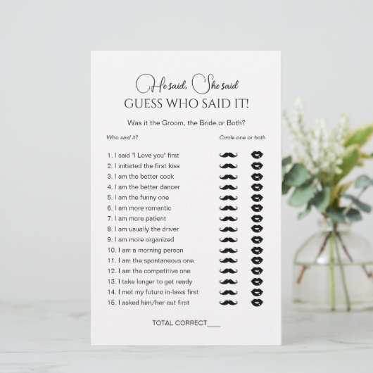 Elegant sagte er, sie sagte Brautparty-Spiel (Stehend Vorderseite)