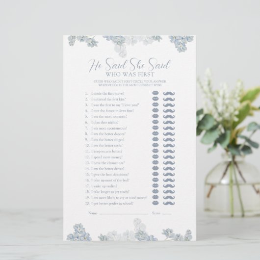 Elegant sagte, sie sagte, Dusty Blue Duwer Game (Stehend Vorderseite)