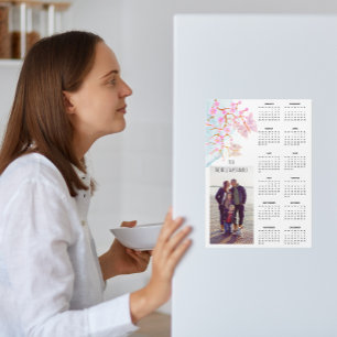 Elegant Sakura Butterflies 2026 Calendar Foto Magnetkarte