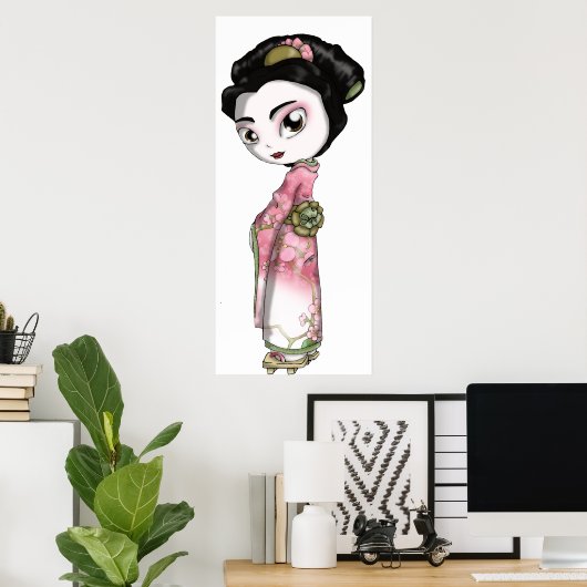 Elegant Sakura Geisha Poster (Heimbüro)