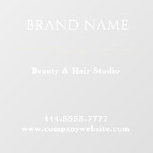 Elegant Salon Name White Window Cling Fensteraufkleber (Blatt)