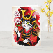  Elegant Samurai Cat Cherry for birthday, Thank Yu Karte (Gelbe Blume)