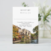Elegant San Antonio Watercolor Wedding RSVP Karte (Stehend Vorderseite)