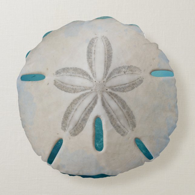 Elegant Sand Dollar Beach Decor Rundes Kissen (Rückseite)