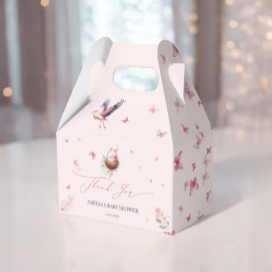 Elegant sanft rosa Storch Danke Geschenkschachtel