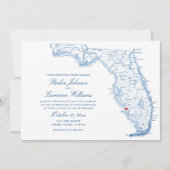 Elegant Sanibel Island Florida Map Wedding Einladung (Vorderseite)