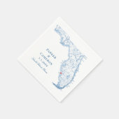 Elegant Sanibel Island Florida Map Wedding Serviette (Ecke)