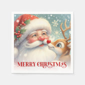 Elegant Santa and Rudolph Christmas Dinner Party Serviette (Vorderseite)
