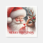 Elegant Santa and Rudolph Christmas Party Dinner Serviette (Vorderseite)