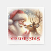 Elegant Santa and Rudolph Holiday Dinner Party Serviette (Vorderseite)
