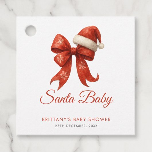 Elegant Santa Baby Duwer Red Bow Weihnachten Geschenkanhänger (Vorderseite)