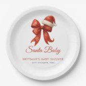 Elegant Santa Baby Duwer Red Bow Weihnachten Pappteller (Vorderseite)