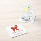 Elegant Santa Baby Duwer Red Bow Weihnachten Rechteckiger Pappuntersetzer (Vor Ort)