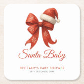 Elegant Santa Baby Duwer Red Bow Weihnachten Rechteckiger Pappuntersetzer (Vorderseite)