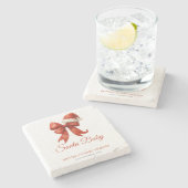 Elegant Santa Baby Duwer Red Bow Weihnachten Steinuntersetzer (Seitenansicht)