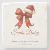 Elegant Santa Baby Duwer Red Bow Weihnachten Steinuntersetzer (Vorderseite)