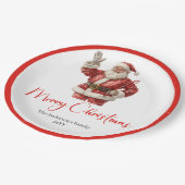 Elegant Santa Claus Minimalist Cozy Christmas  Pappteller (Schrägansicht)